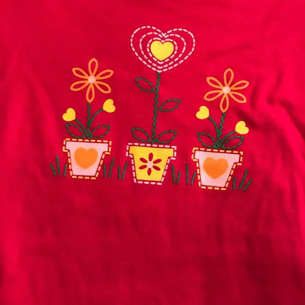 Basic Editions Red Flower Pot 2 piece Set Infant Girls 18 months